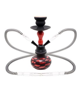 Fajka wodna Shisha 2-wężowa Malaga czerwona 25cm